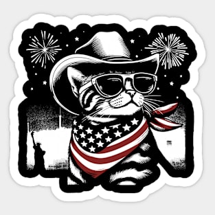 USA Flag Cat 4th of July Funny Patriotic Sticker